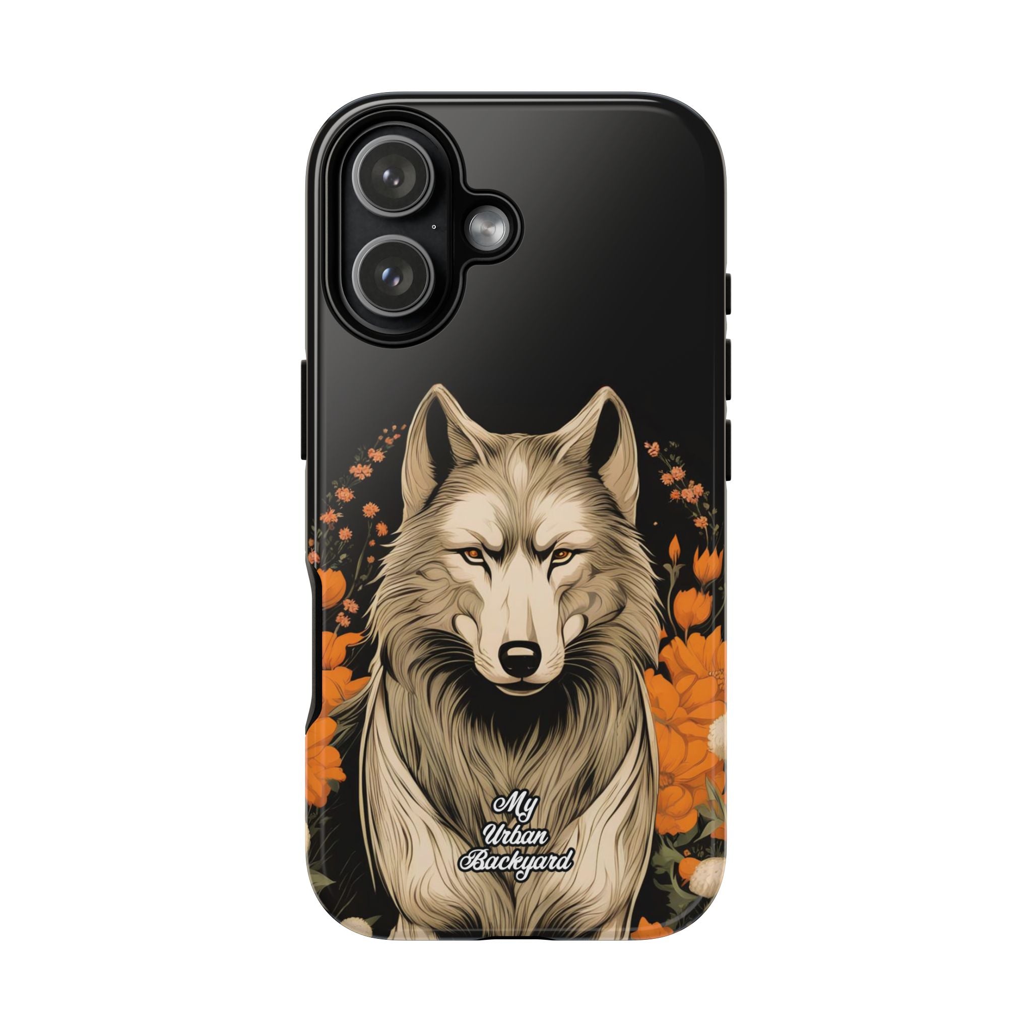 Wolf with Flowers, Animal Cell Phone Case - Apple, Samsung, Google Pixel