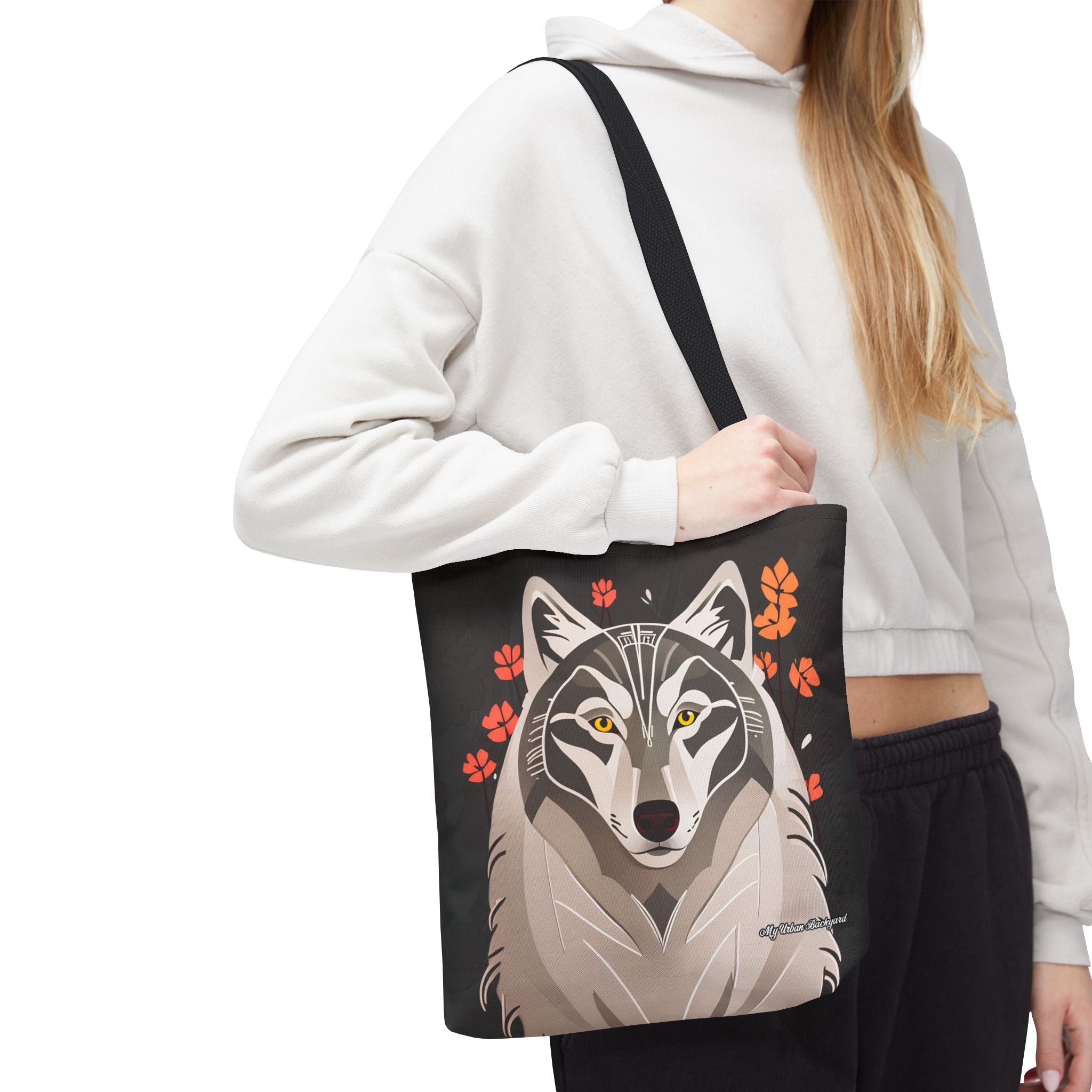 Art Deco Wolf Tote Bag with Cotton Handles For Everyday Use, 3 Sizes