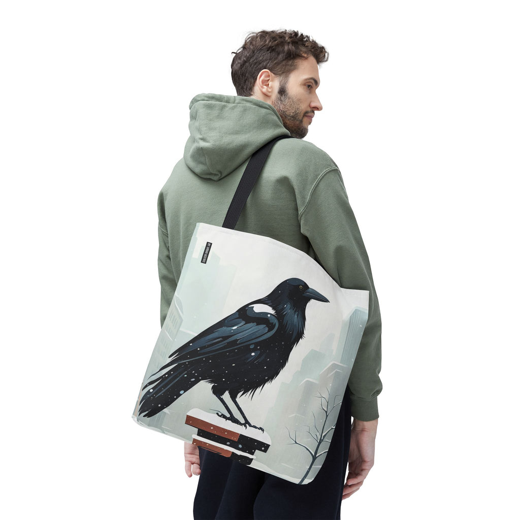 Winter Crow Tote Bag with Cotton Handles For Everyday Use, 3 Sizes