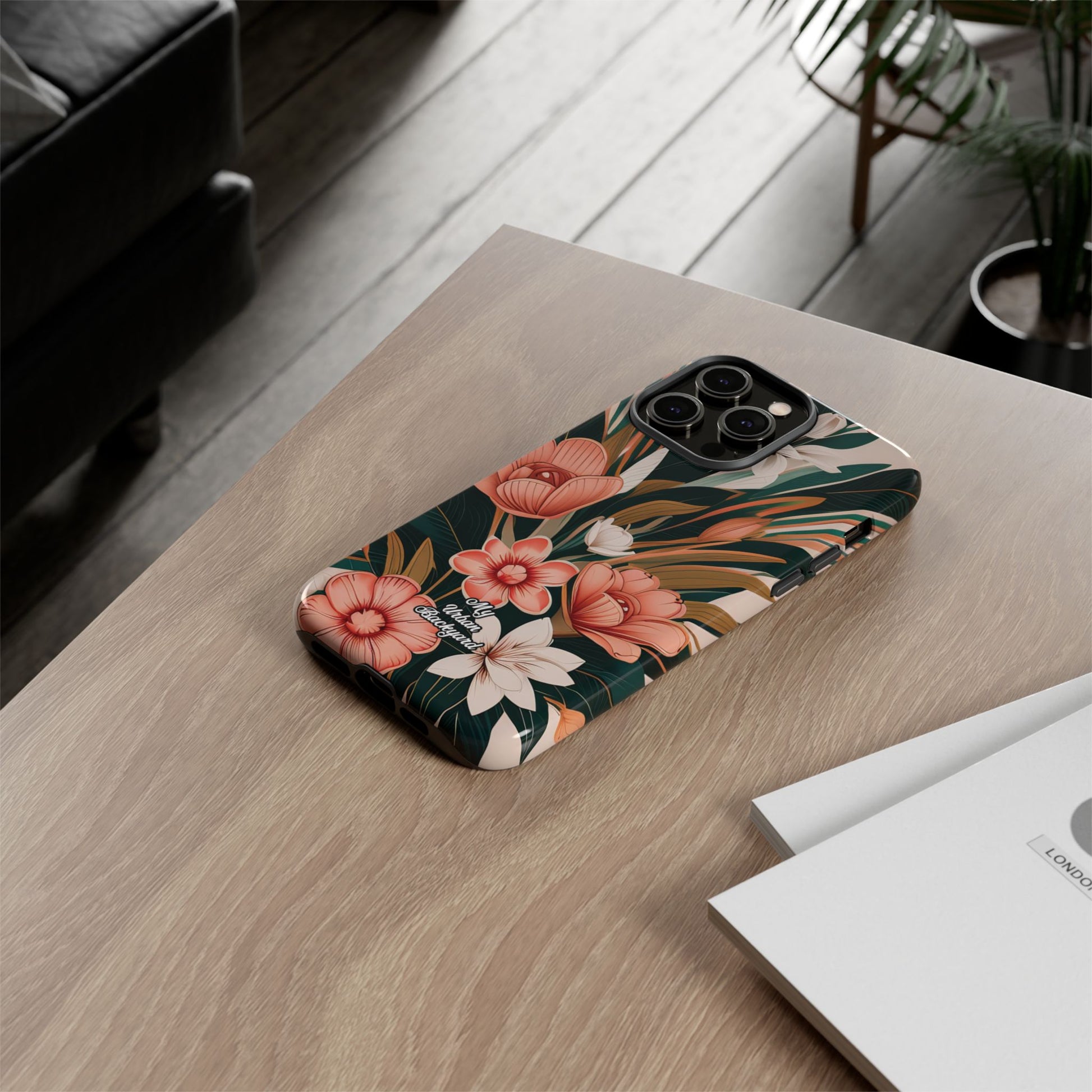 Peach Art Deco Flowers, Cell Phone Case - Apple, Samsung, Google Pixel