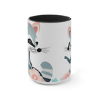 Two Raccoons with Pastel Flowers, Ceramic Coffee Mug