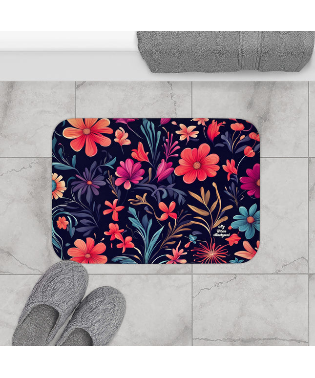 Night Blooming Wildflowers, Memory Foam Bath Mat - Cozy Bathroom Essential