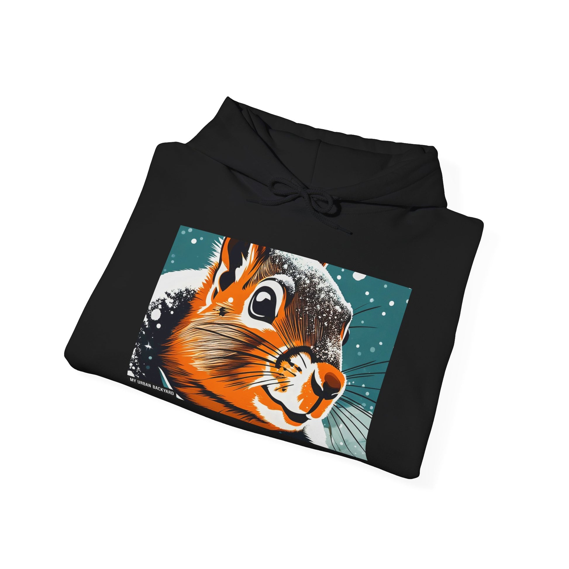 Winter Squirrel Sweatshirt - Unisex Heavy Blend Hooded, Cute Animal Apparel, Winter Fashion, Gift for Nature Lovers, Snowy Days, Cozy Wear