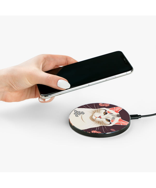 White Cat, 10W Wireless Charger for iPhone, Android, Earbuds