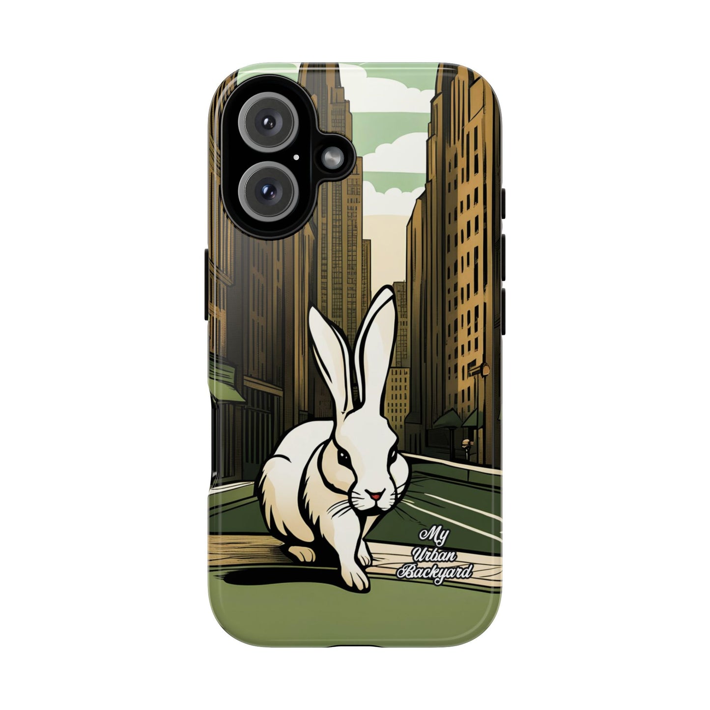 White Rabbit on a City Street, Cell Phone Case - Apple, Samsung, or Google Pixel