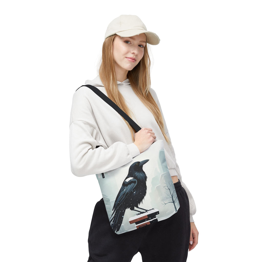 Winter Crow Tote Bag with Cotton Handles For Everyday Use, 3 Sizes