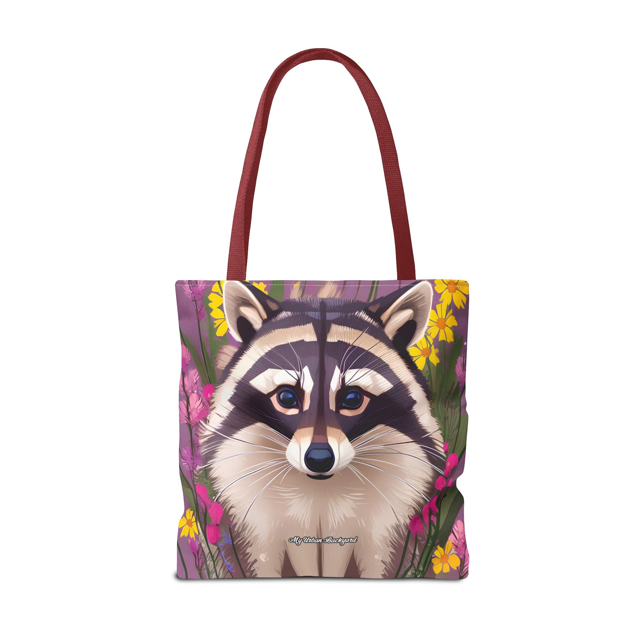 Raccoon and Flowers Tote Bag with Cotton Handles For Everyday Use, 3 Sizes