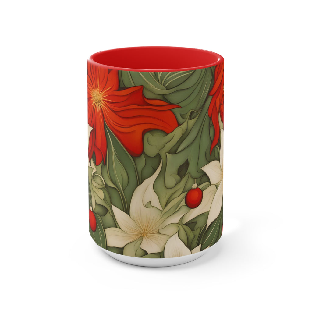 Christmas Flowers, Ceramic Mug - Perfect for Coffee, Tea, and More!