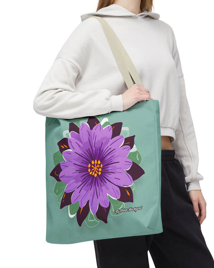 Purple Flower Tote Bag with Cotton Handles For Everyday Use, 3 Sizes
