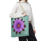 Purple Flower Tote Bag with Cotton Handles For Everyday Use, 3 Sizes
