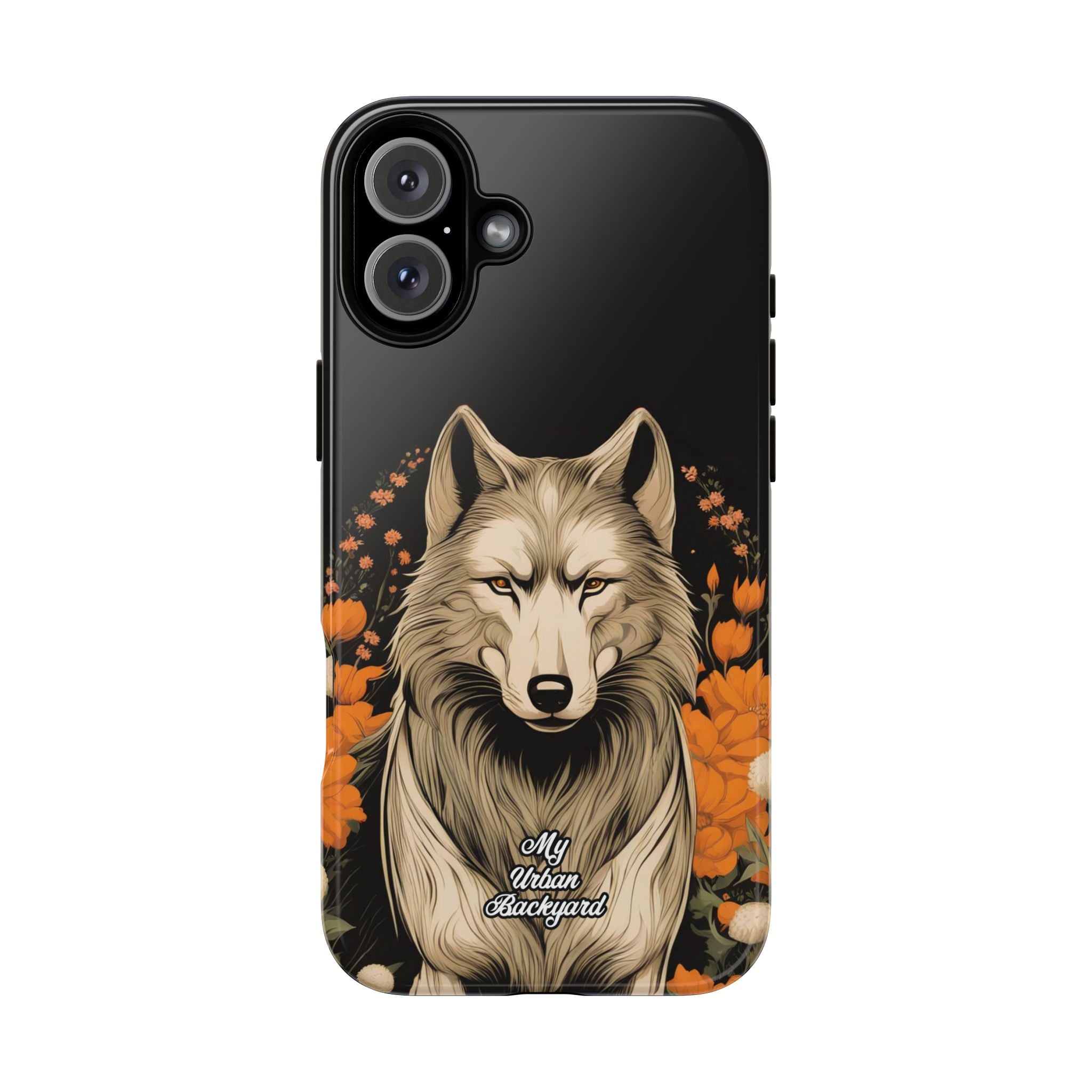 Wolf with Flowers, Animal Cell Phone Case - Apple, Samsung, Google Pixel