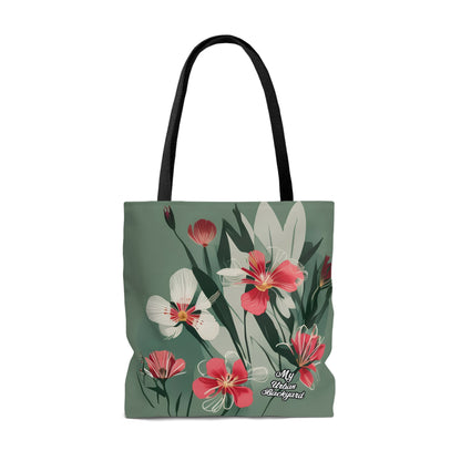 White and Red Wildflowers, Tote Bag for Everyday Use - Durable and Functional