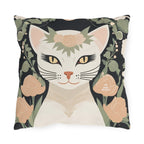 Genevieve Meowcroft, Sage accent color, Cat Throw Pillow