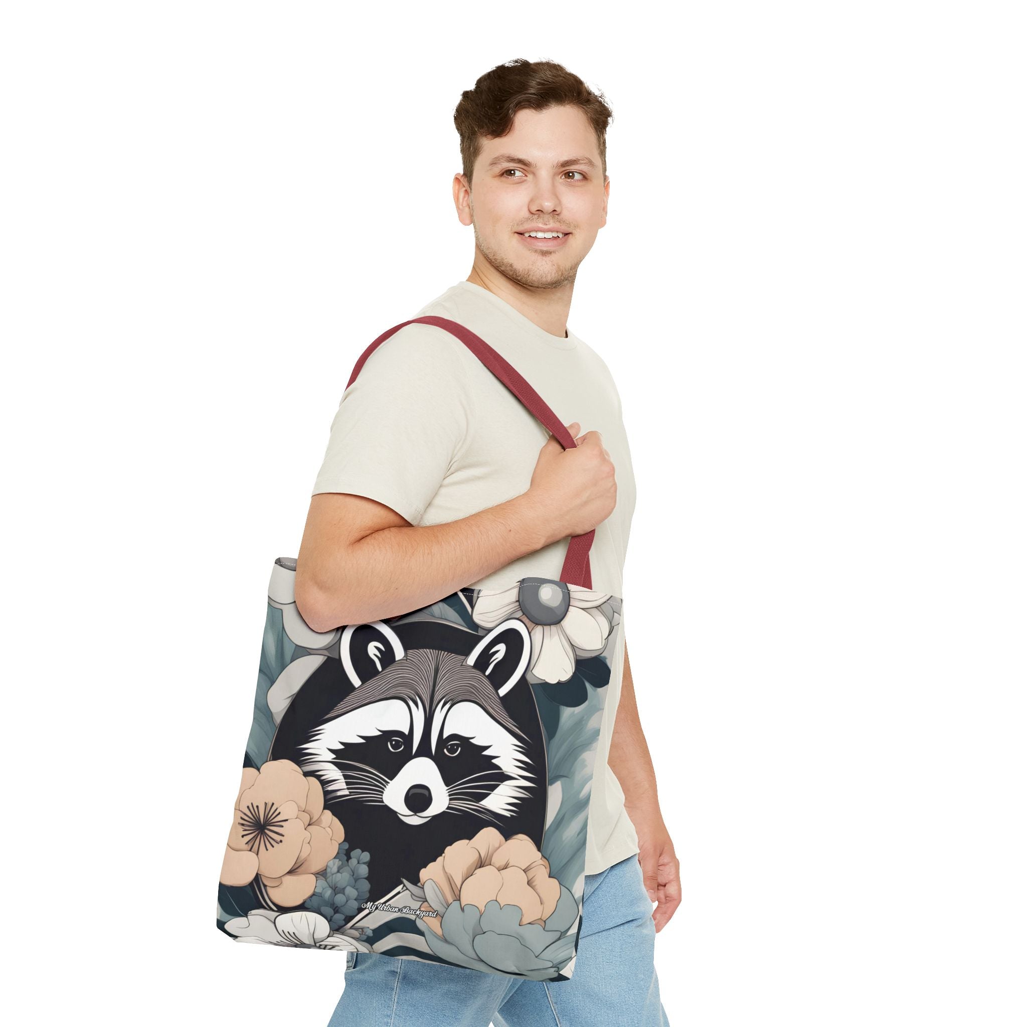 Rocco Pawsley, Raccoon Tote Bag with Cotton Handles For Everyday Use, 3 Sizes