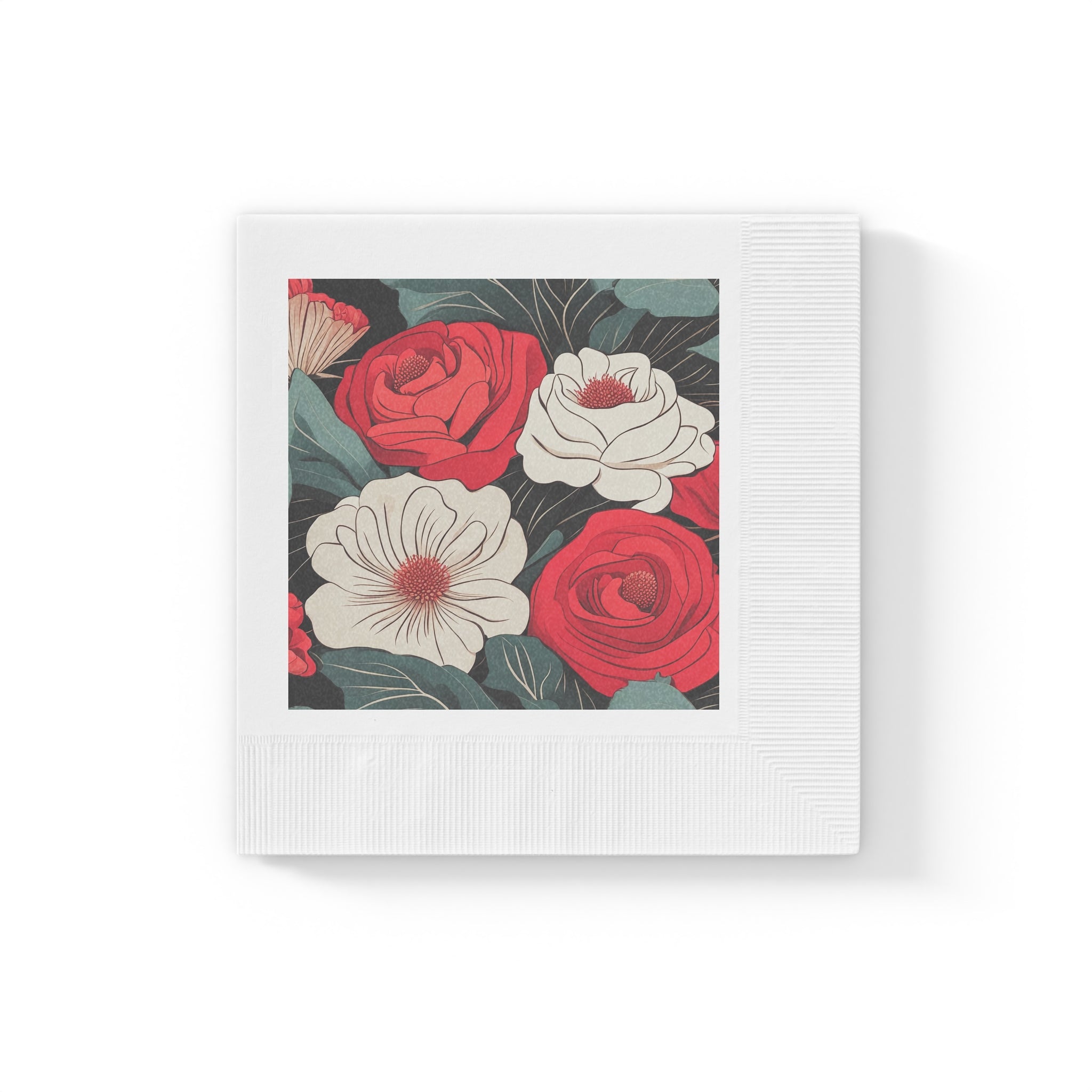 Red and White Floral Napkins