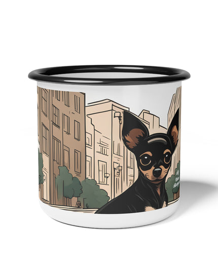 Ricky Barkley, Dog Enamel Camping Mug for Coffee, Tea, Cocoa, or Cereal - 12oz