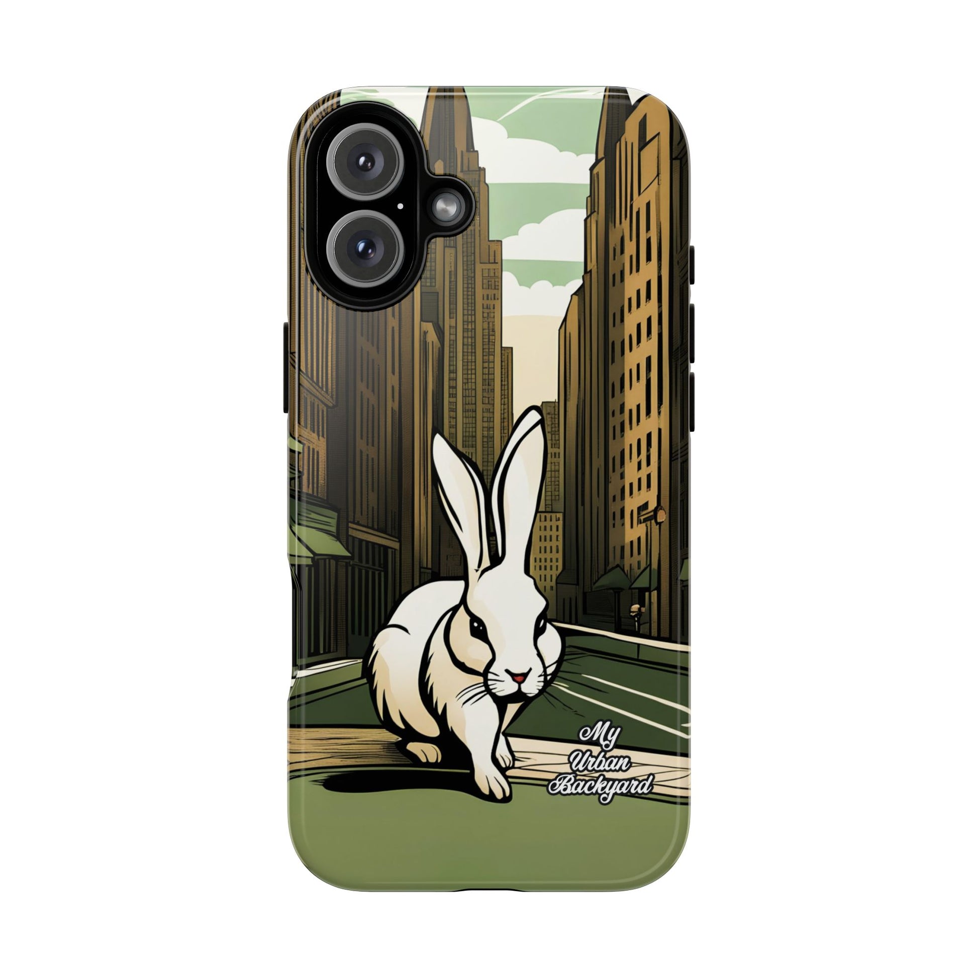 White Rabbit on a City Street, Cell Phone Case - Apple, Samsung, or Google Pixel