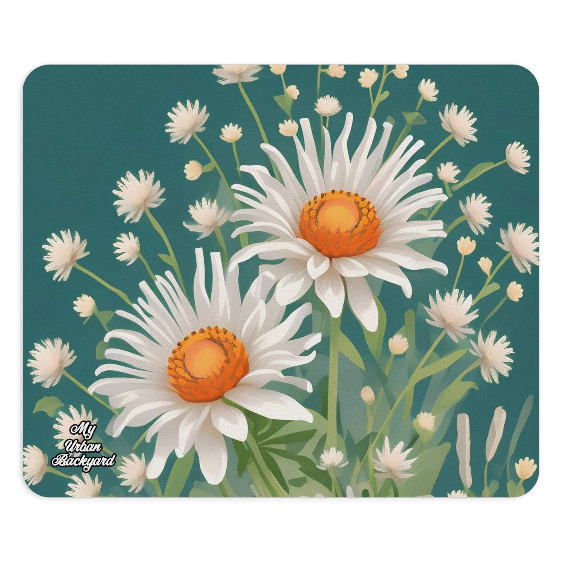 Computer Mouse Pad, Non-slip rubber bottom, White Flowers