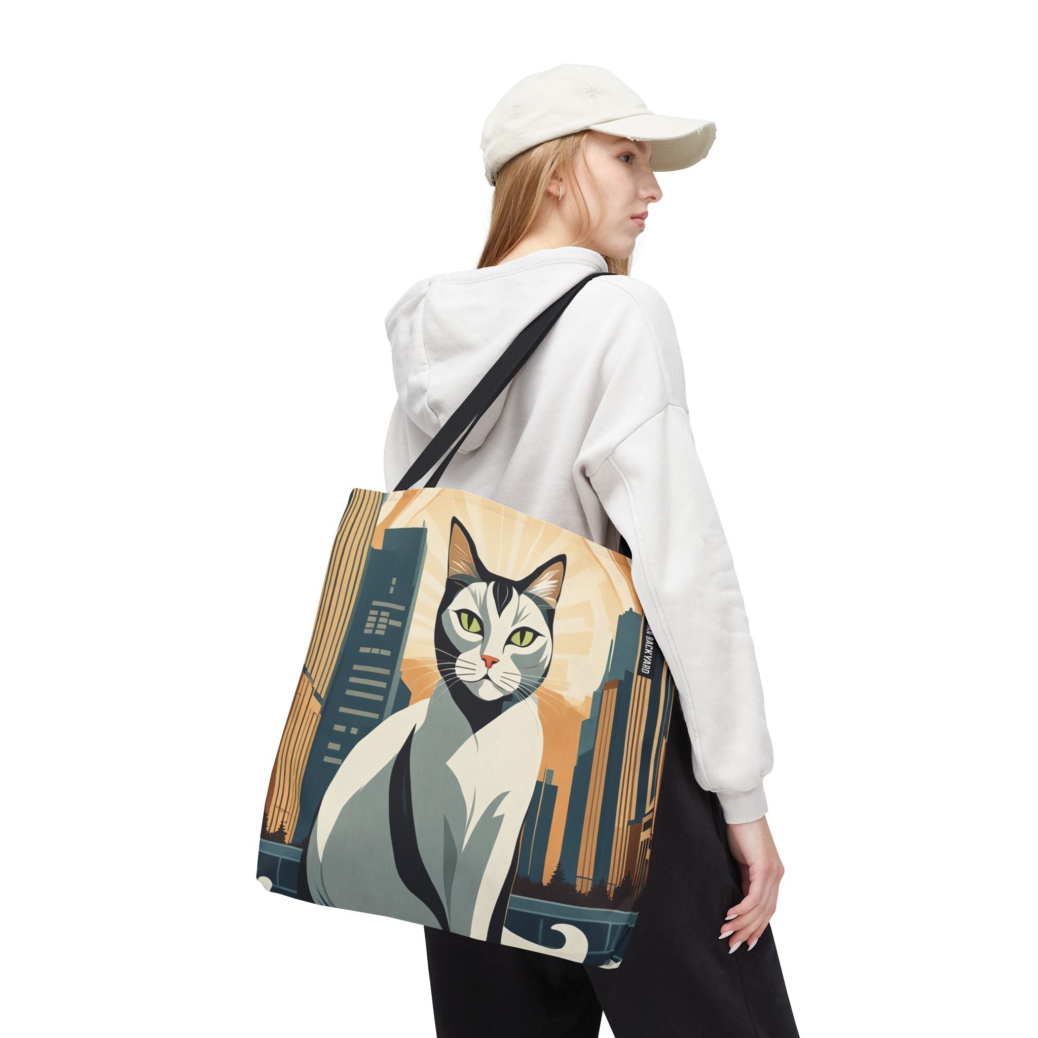 Art Deco Urban Cat Tote Bag