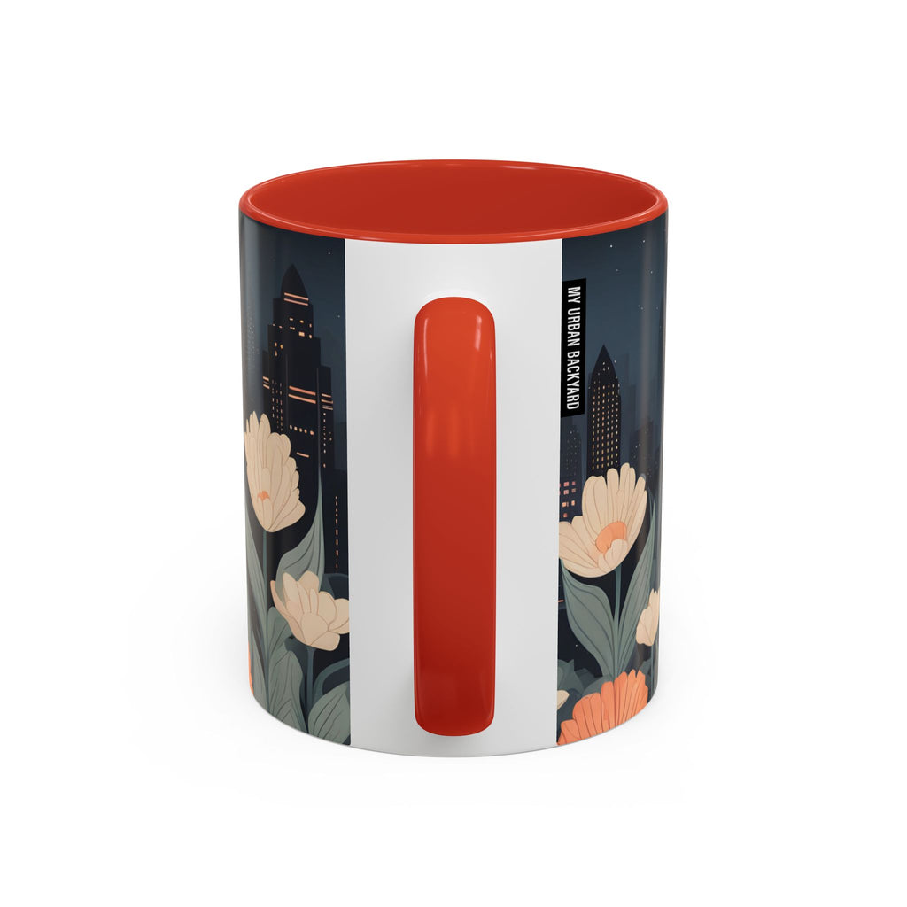 Cityscape Floral Accent Coffee Mug, Gift for Animal Lovers, Vintage Style, Perfect for Any Occasion