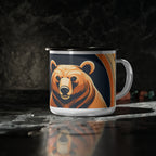 Art Deco Brown Bear, Enamel Camping Mug