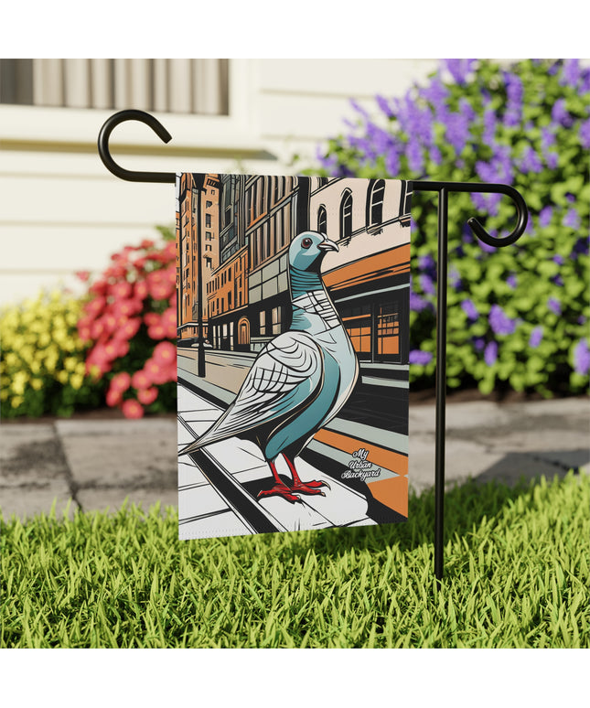 Pigeon on a City Street, Garden Flag for Yard, Patio, Porch, or Work, 12"x18" - Flag only
