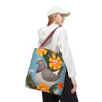 Pigeon and Yellow Flowers Tote Bag with Cotton Handles For Everyday Use, 3 Sizes