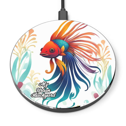 Cell Phone Wireless Charger, iPhone and Android, Colorful Betta Fish