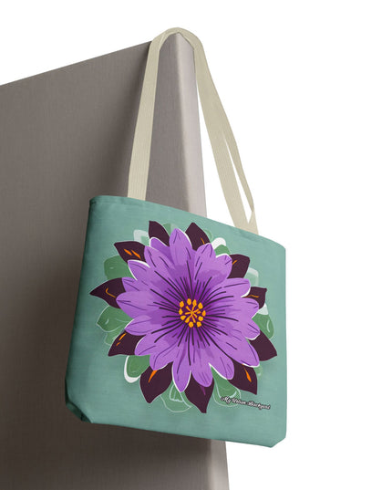 Purple Flower Tote Bag with Cotton Handles For Everyday Use, 3 Sizes