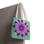Purple Flower Tote Bag with Cotton Handles For Everyday Use, 3 Sizes