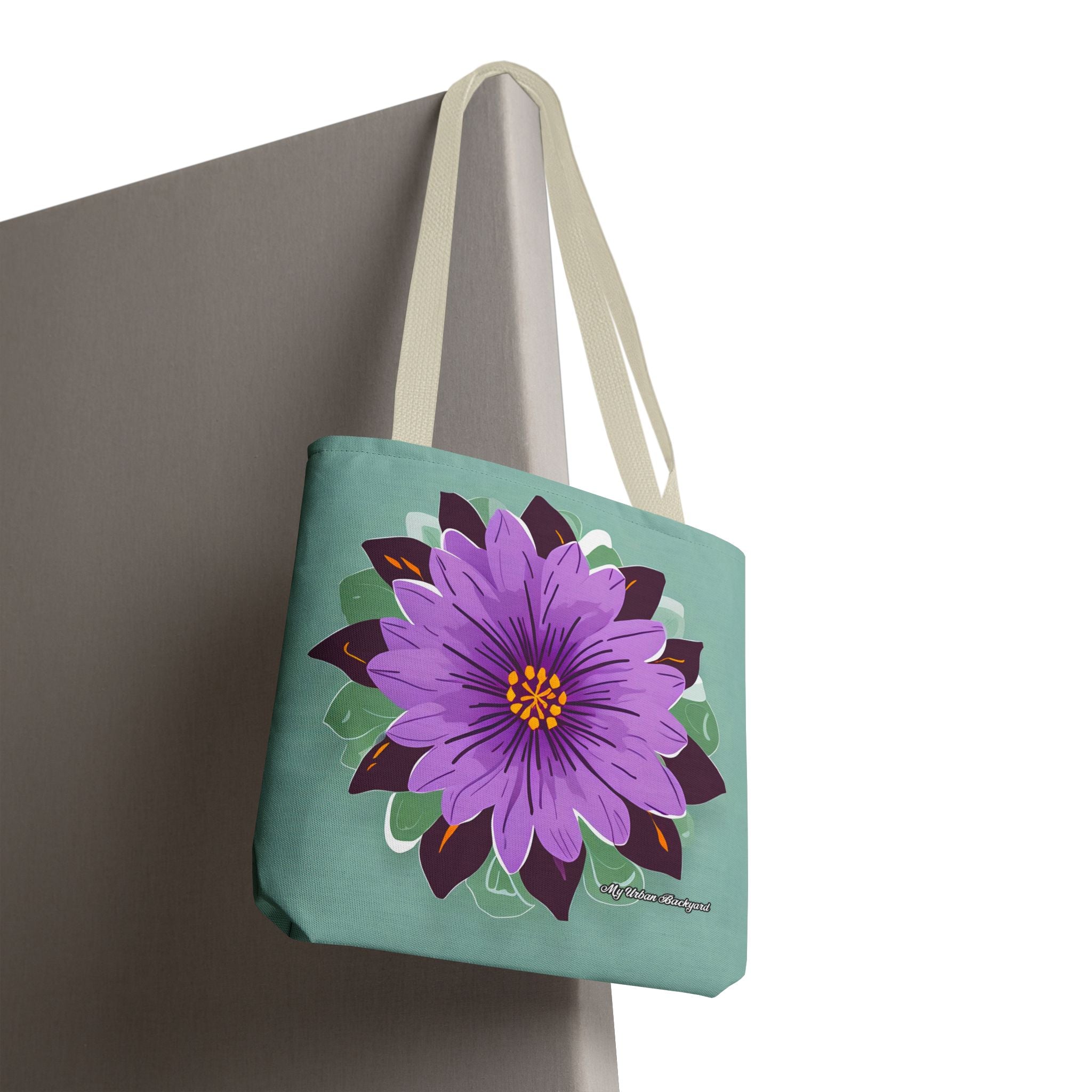 Purple Flower Tote Bag with Cotton Handles For Everyday Use, 3 Sizes