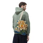 Large White Flower Tote Bag with Cotton Handles For Everyday Use, 3 Sizes