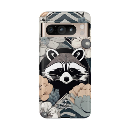 Art Deco Raccoon with Flowers, Cell Phone Case - Apple, Samsung, or Google Pixel