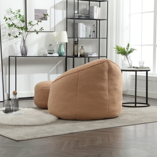 Bean Bag Chair With Footrest, Compressed High Pressure Foam, Tan