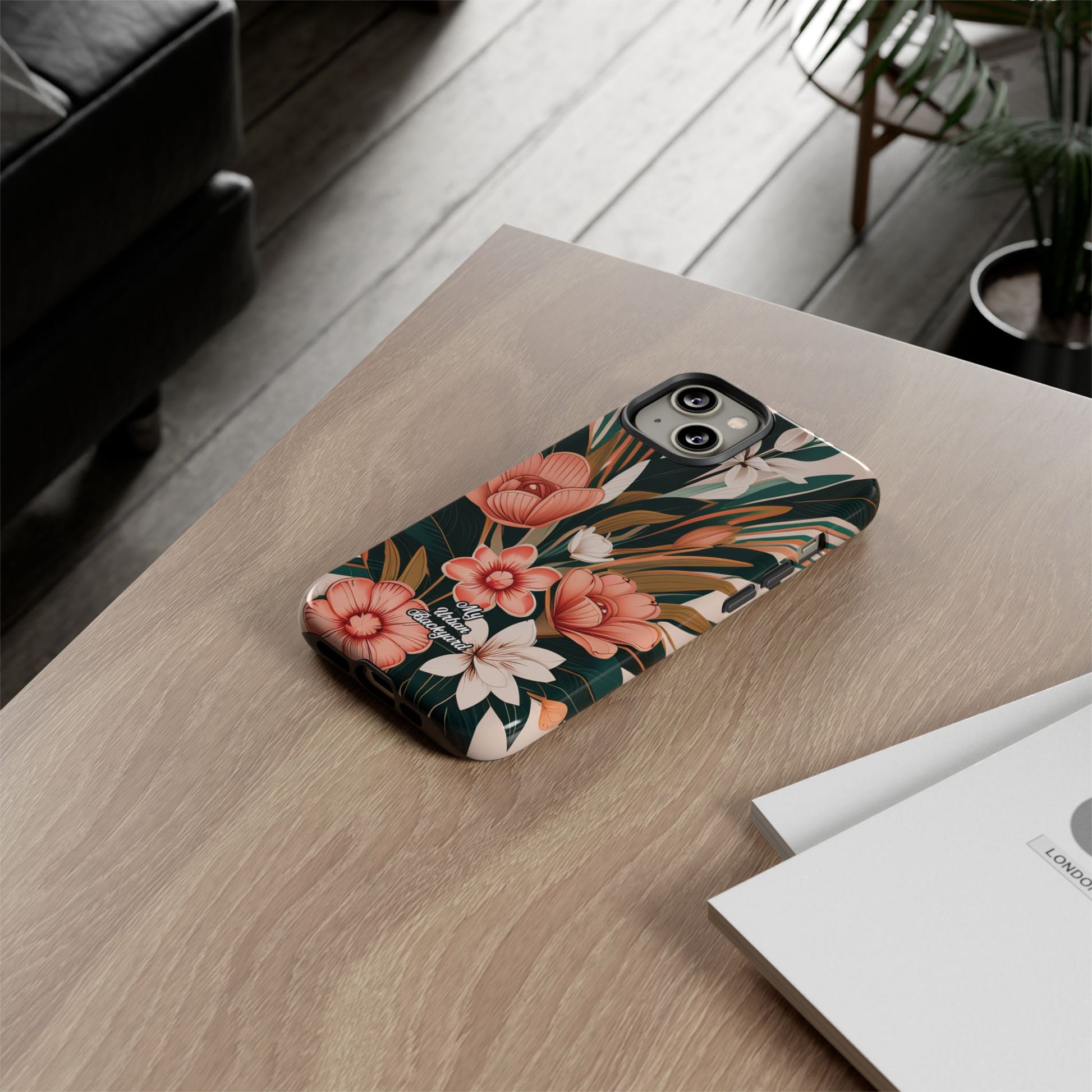 Peach Art Deco Flowers, Cell Phone Case - Apple, Samsung, Google Pixel