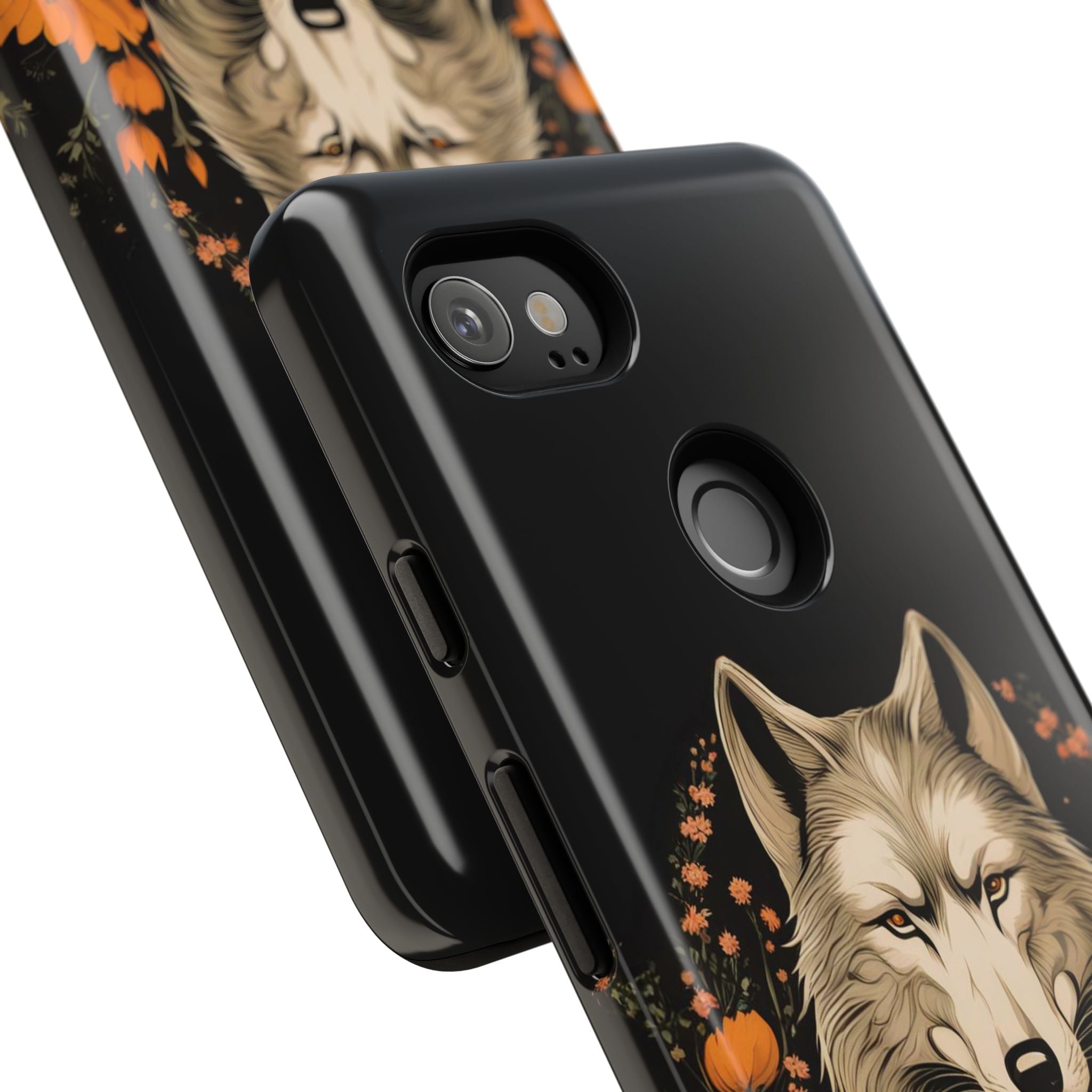 Wolf with Flowers, Animal Cell Phone Case - Apple, Samsung, Google Pixel