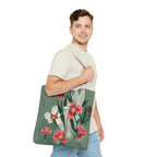 White and Red Wildflowers Tote Bag with Cotton Handles For Everyday Use, 3 Sizes