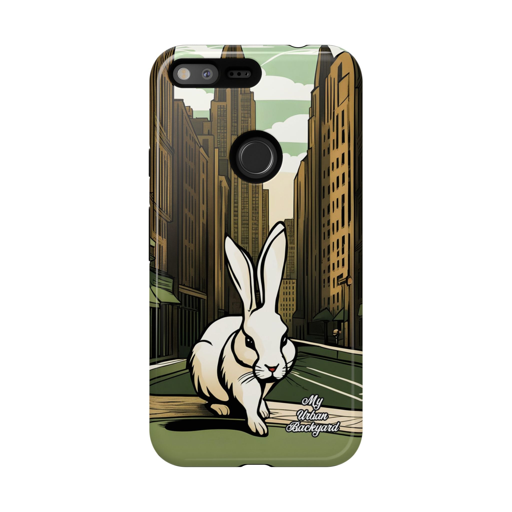 White Rabbit on a City Street, Cell Phone Case - Apple, Samsung, Google Pixel