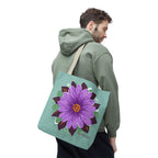 Purple Flower Tote Bag with Cotton Handles For Everyday Use, 3 Sizes