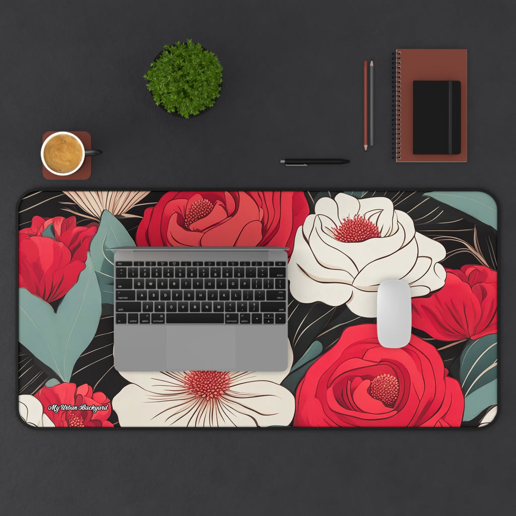 Floral Desk Mat, Elegant Workspace Accessory, Home Office Decor, Mother's Day Gift, Floral Keyboard Pad, 3 Sizes