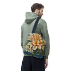 Large White Flower Tote Bag with Cotton Handles For Everyday Use, 3 Sizes