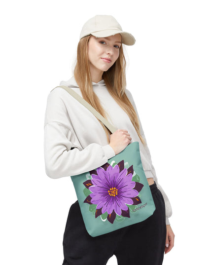 Purple Flower Tote Bag with Cotton Handles For Everyday Use, 3 Sizes