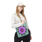 Purple Flower Tote Bag with Cotton Handles For Everyday Use, 3 Sizes