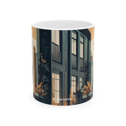 Art Deco City Cat Ceramic Mug