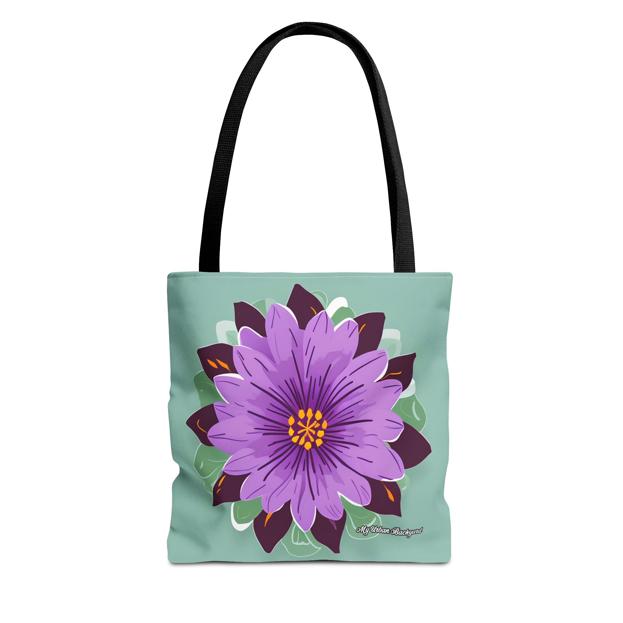 Purple Flower Tote Bag with Cotton Handles For Everyday Use, 3 Sizes