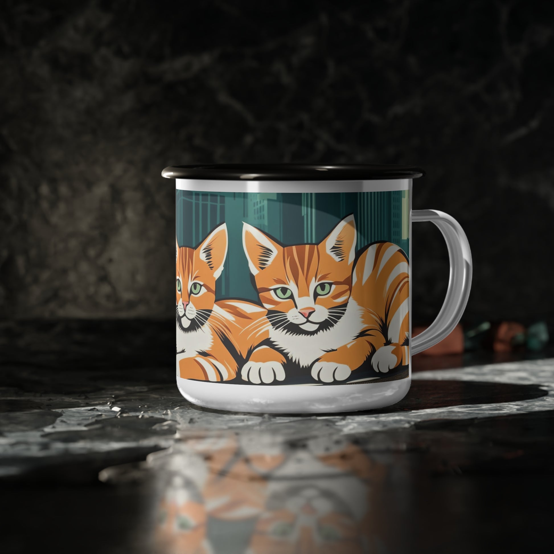 Urban Cats Enamel Camp Cup, Outdoor Mug, Pet Lover Gift, Camping Accessories, Coffee Mug, Travel Cup, Cat Lover Supplies