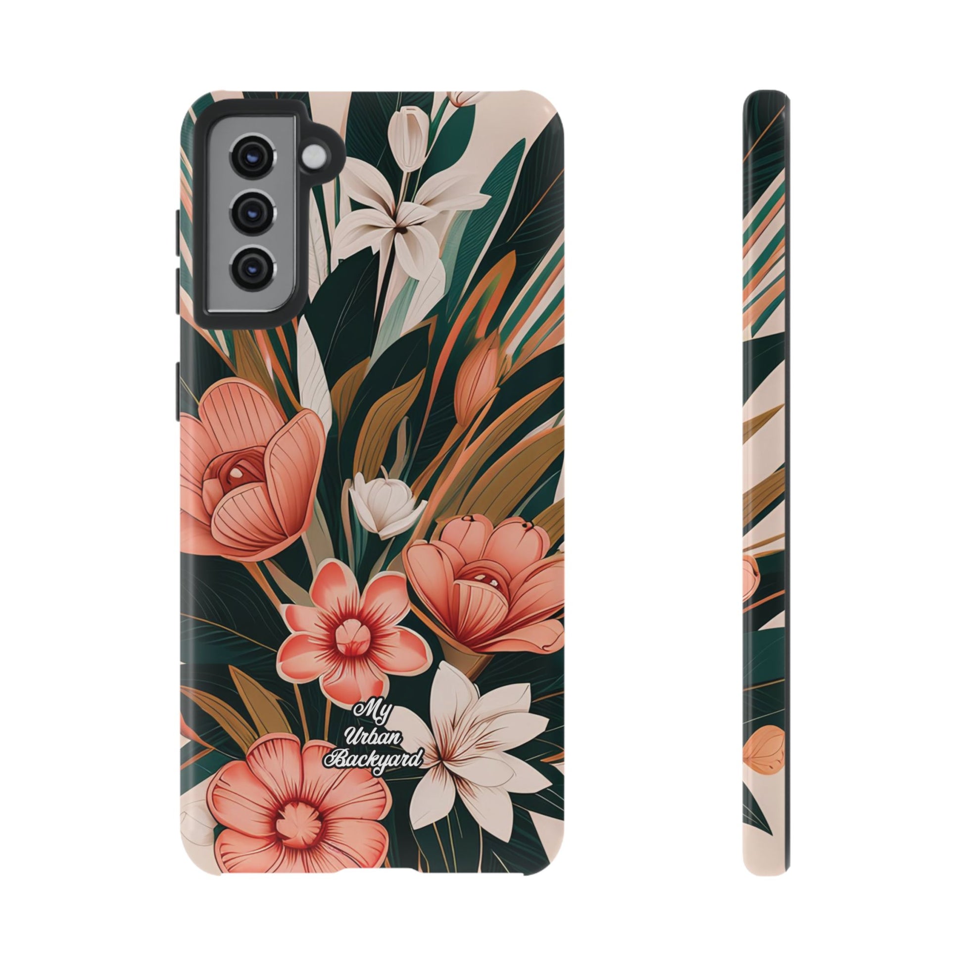 Peach Art Deco Flowers, Cell Phone Case - Apple, Samsung, Google Pixel