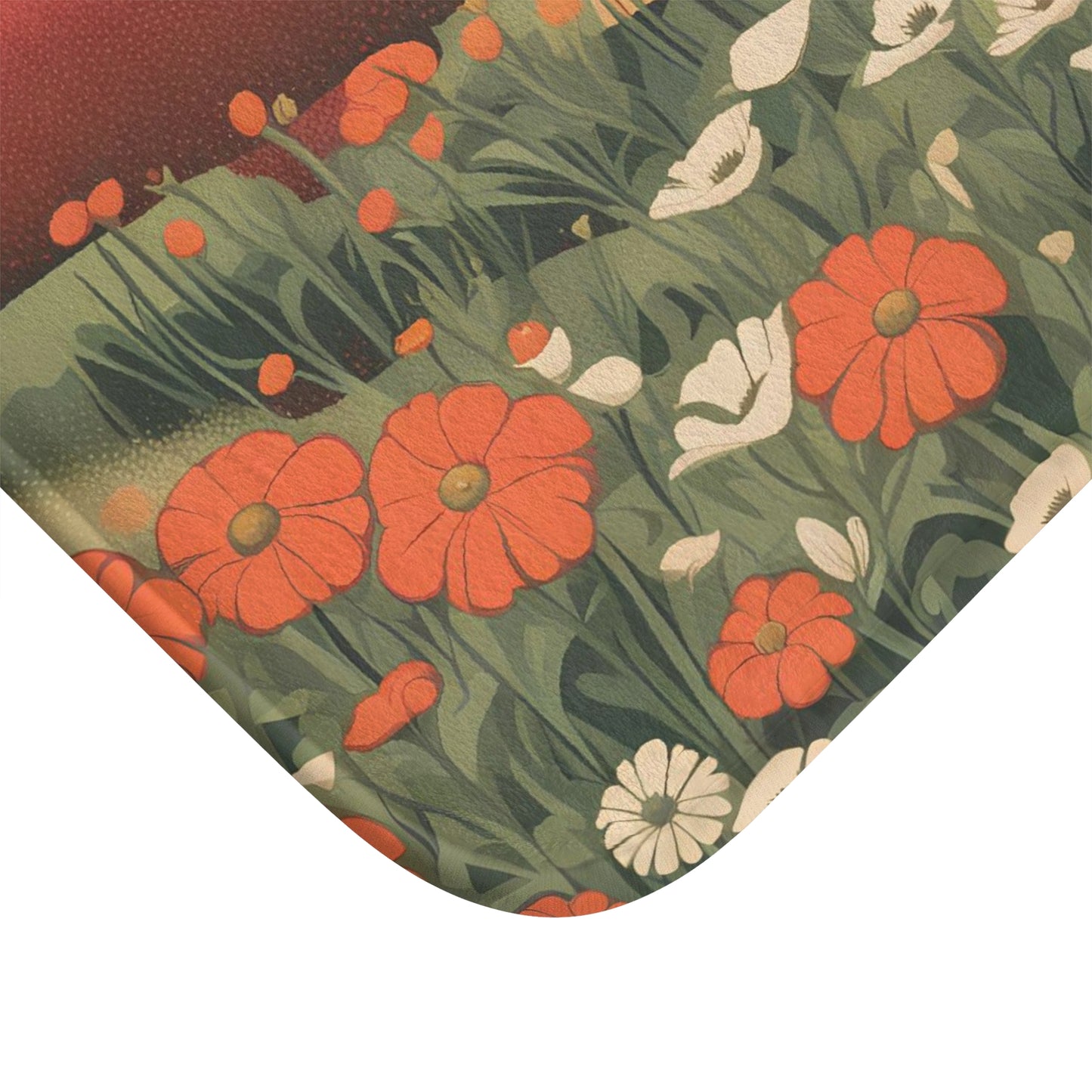 Wildflowers and Rolling Hills, Memory Foam Bath Mat - Cozy Bathroom Essential