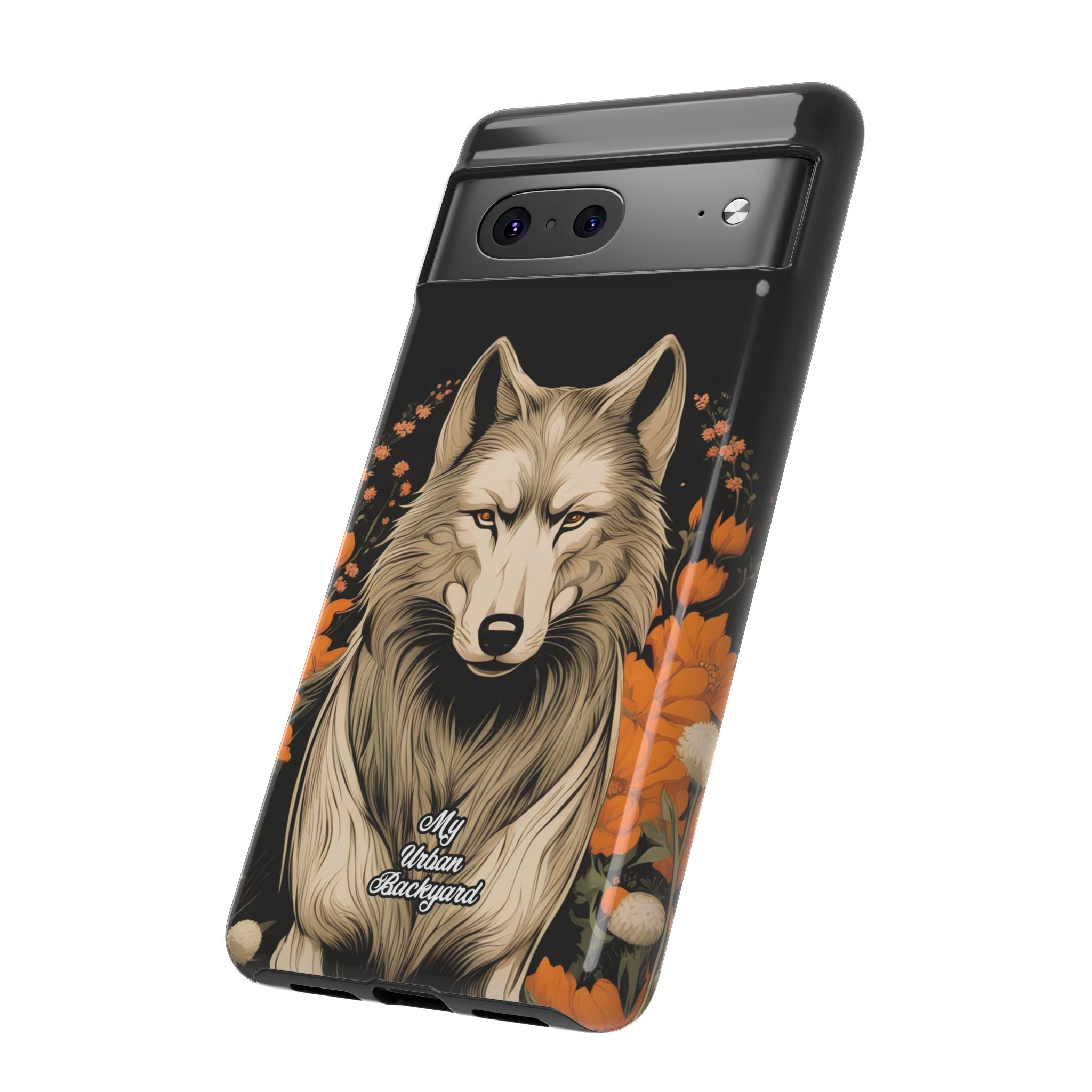 Wolf with Flowers, Animal Cell Phone Case - Apple, Samsung, Google Pixel