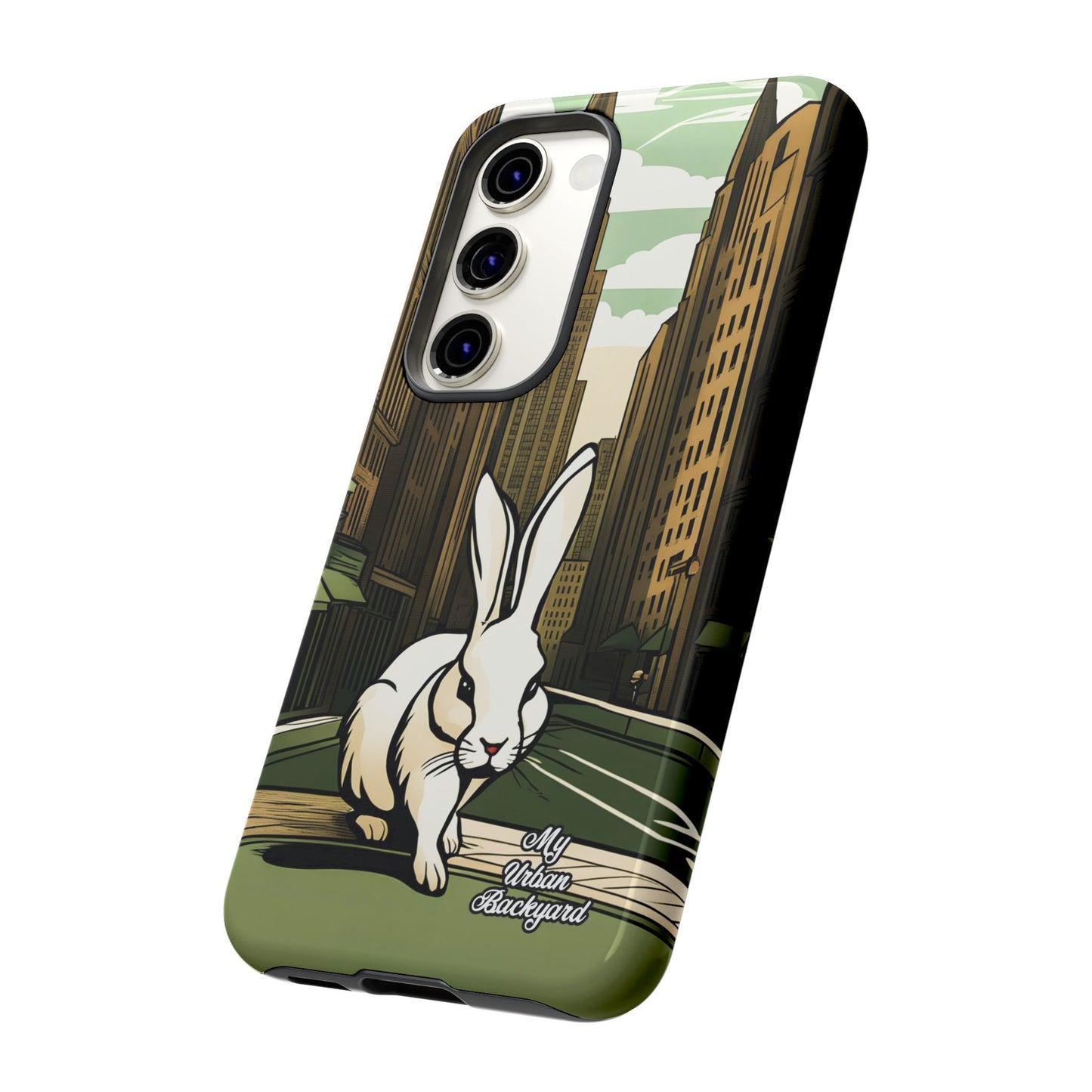 White Rabbit on a City Street, Cell Phone Case - Apple, Samsung, or Google Pixel